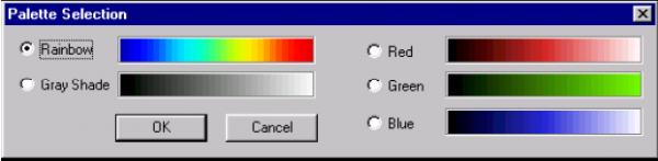Optical Grating - Palette Selection dialog box