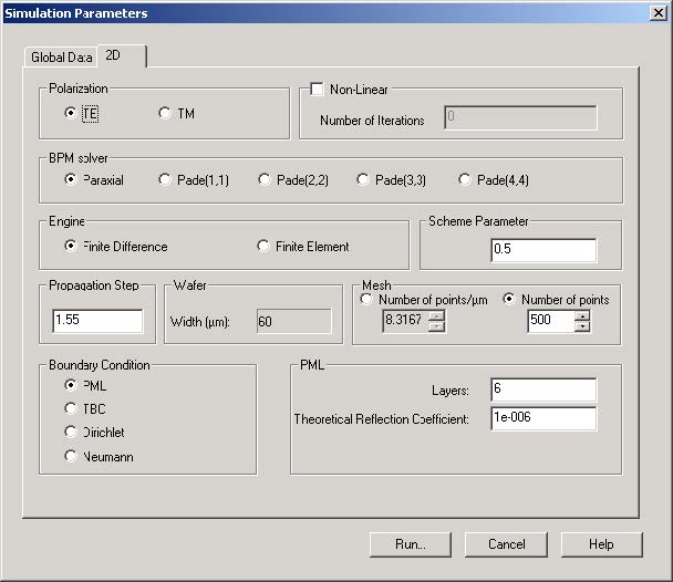BPM - Figure 3 Simulation Parameters dialog box — 2D tab