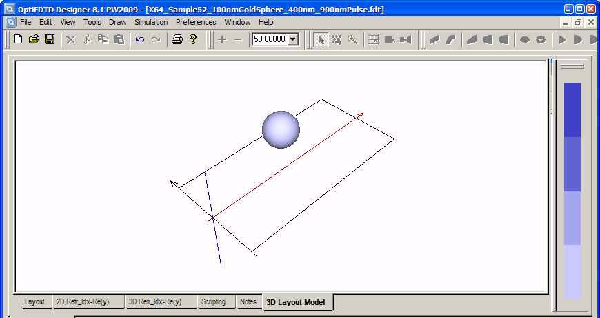 FDTD - Figure 1 3D layout mode for sphere