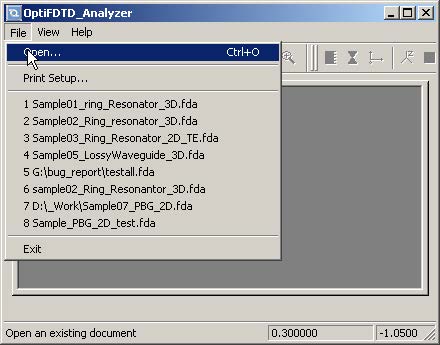 FDTD - Figure 49 File menu