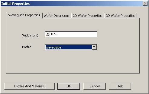 FDTD - Figure 7 Initial Properties dialog box—Waveguide Properties tab