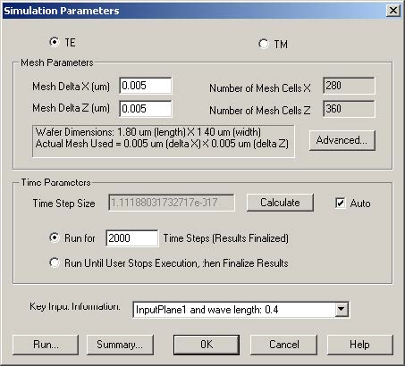 FDTD - Figure 4 Simulation Parameters dialog box