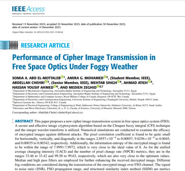 Performance of Cipher Image Transmission in Free Space Optics Under Foggy Weather